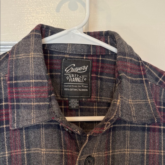 Grayers Flannel Long Sleeve Button Up Shirt Gray Tartan Plaid - Picture 5 of 7